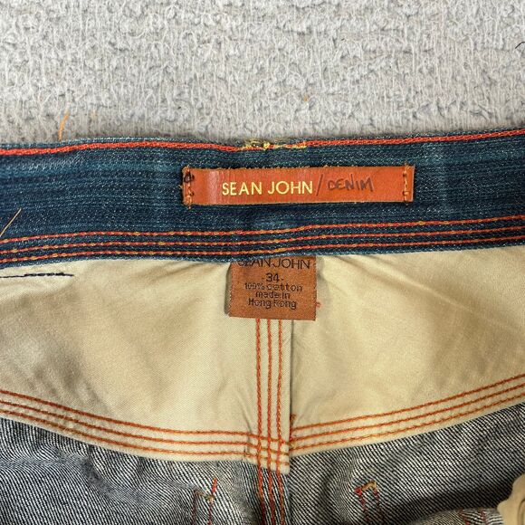 Sean John Jeans Men 34x33  Blue Denim Carpenter Utility Straight Leg Streetwear - Picture 5 of 12